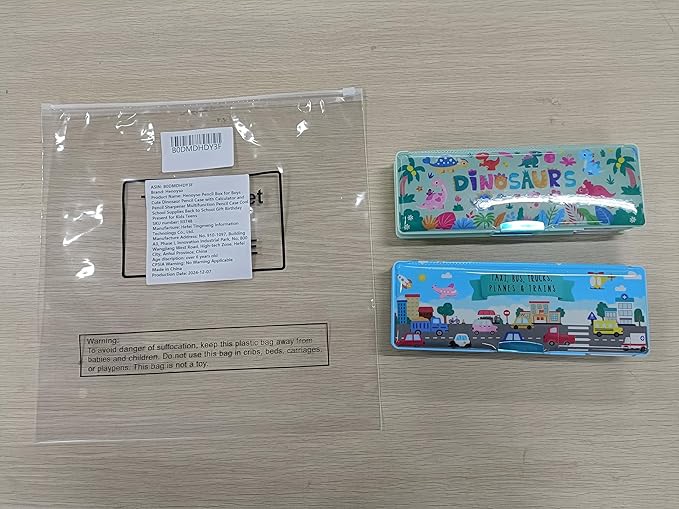 Henoyso Multifunctional Pencil Box for Boys Dinosaur Pencil Case with Calculator and Sharpener Cool Cute Pencilcase School Supplies Essentials Christmas Birthday Gift Present for Kids Teens