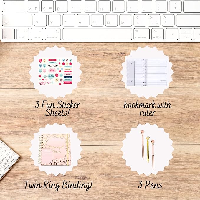 Votum 18 Month Hard Cover Planners/Calendars 10" x 10", January 2026 - June 2027 - Daily, Weekly & Monthly Organizer with Pens, Stickers, Sticky Notes, and a Sturdy Cover - Organized Chaos