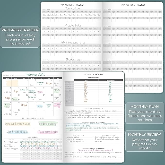 Clever Fox Fitness Journal PRO – Daily Workout Planner with Meal Planner & Habit Tracker – Gym Exercise Log Book for Women & Men – Fitness Planner Notebook – Lasts 6 Months, 7x10” - Aquamarine