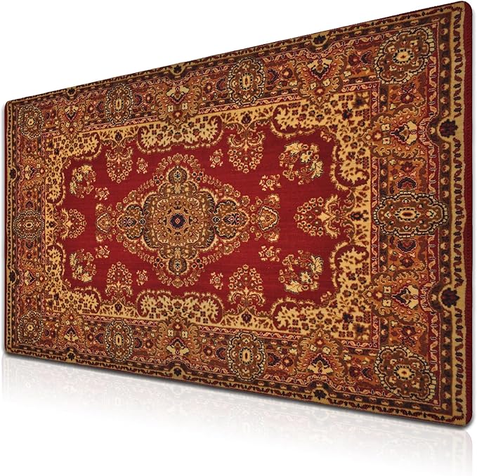 Gaming Mouse Pad Retro Boho, Large Mousepad Office Desk Mat, Work Desk Mat Non-Slip Rubber Base Waterproof with Stitched Edges, 35.4 X 15.7 inch for Work/Game/Office/Home Vintage Bohemian