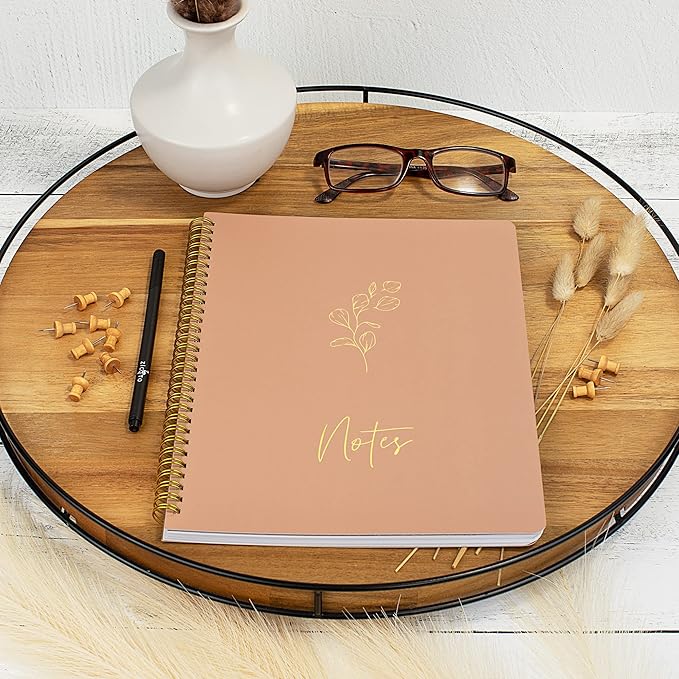 ZICOTO Aesthetic Spiral Notebook Journal For Women - Cute Pink 10.5 x 8.5 College Ruled To Do List Notepad With Large Pockets - Perfect to Stay Organized and Boost Productivity at Work or School