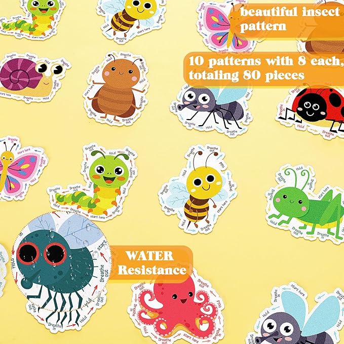 Crtiin 80 Pcs Anxiety Sensory Stickers with Inspirational Quotes Calm Textured Relief Mental Health Stickers Office Adhesive Sensory Tape Anti Stress for Adults(Retro)