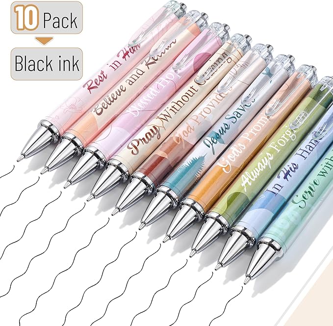 Mr. Pen Christian Pen Set, 10 Pack, Black Ink, Bible Verse Pens, Ballpoint Pens