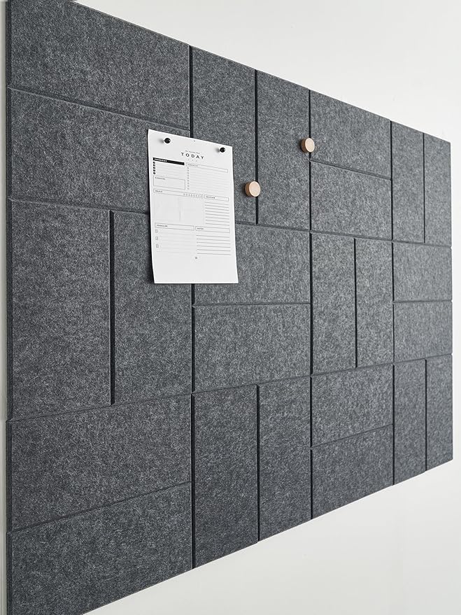 Large Bulletin Board 48x36- Office Wall Organizer to Replace Your Old Cork Boards for Walls for Office Decor - 24-Pack Felt Wall Tiles for Use in Home Office Decor as Photo Board (Moonstone)