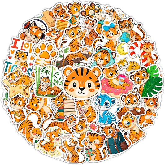 100Pcs Tiger Stickers Waterproof or Laptop - Tiger Gifts & Party Supplies - Jungle Animals Stickers, Wildlife Decals - Gift for Women & Men
