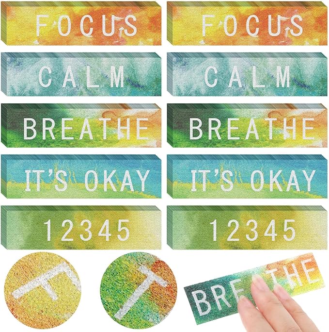 Crtiin 80 Pcs Anxiety Sensory Stickers with Inspirational Quotes Calm Textured Relief Mental Health Stickers Office Adhesive Sensory Tape Anti Stress for Adults(Dazzling)