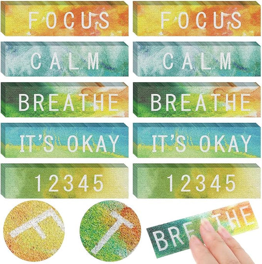 Crtiin 80 Pcs Anxiety Sensory Stickers with Inspirational Quotes Calm Textured Relief Mental Health Stickers Office Adhesive Sensory Tape Anti Stress for Adults(Dazzling)