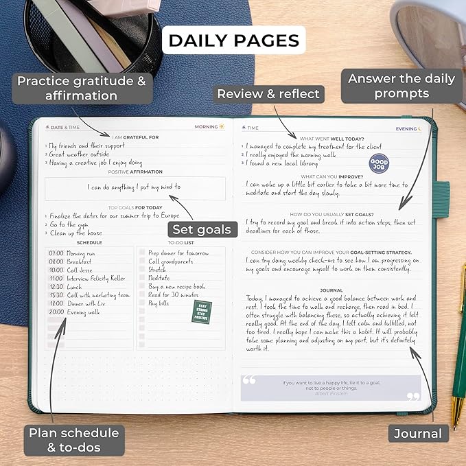 Clever Fox Self Mastery Journal – Guided Daily Reflection & Self Improvement Journal with Prompts – Journaling Notebook for Women & Men (Dark Teal)