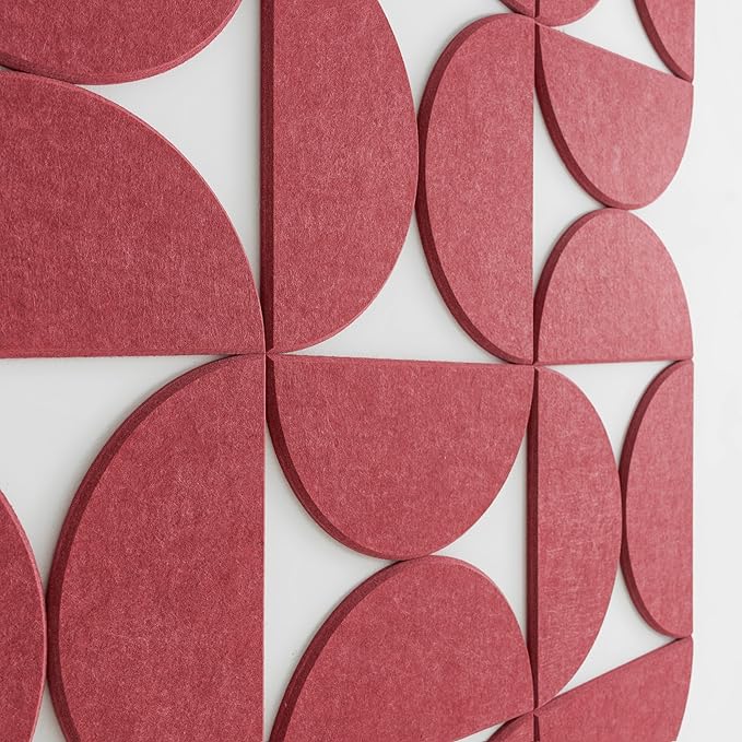 Large Bulletin Board Kit 48x36- Minimalist Wall Art to Replace Your Old Cork Boards for Walls for Office Decor - 24-Pack Semi-Circle Felt Wall Tiles for Home Office Décor (Burgundy)