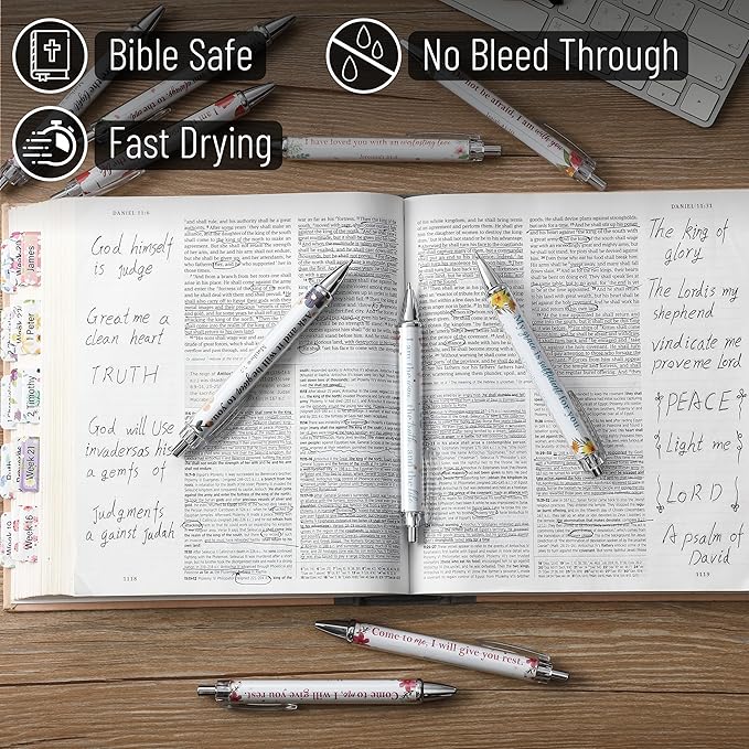 Mr. Pen- Christian Pen Set, 50 Pack, Black Ink, Floral, Bible Verse Pens Bulk, Ballpoint No Bleed Through