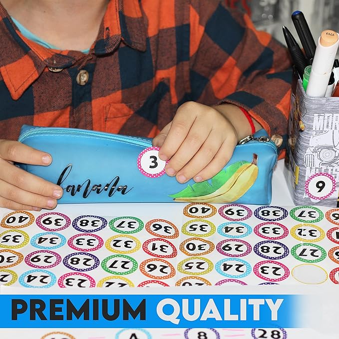 480 PCS Colorful Number Stickers 1–40 (1 Inch), Waterproof & Tear-Resistant Number Stickers, Easy Peel Self-Adhesive Labels for Classroom Organization, Teachers, Office, Home, Inventory & DIY Crafts