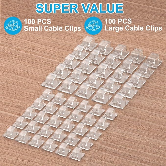 105 PCS Christmas Light Clips (Small, Clear), Adhesive Hooks for Outdoor String Lights, Cable Clips Wire Holder Cord Organizer for Patio Decor, Porch Decor, Balcony Decor & Holiday Decor