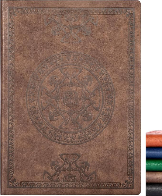 CAGIE Lined Journal Notebook for Women Men, 300 Pages Soft Cover Notebook Leather Journals for Writing, 180 Lay Flat Vintage Mens Journal Personal Diary 8.5"×11", Dark Brown