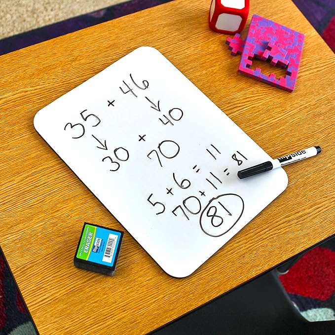 Flipside Products 9" x 12" Two-Sided Dry Erase White Boards, Classroom Pack, Double Sided Lapboard for Class, Reusable for Group Participation - 12 Pack