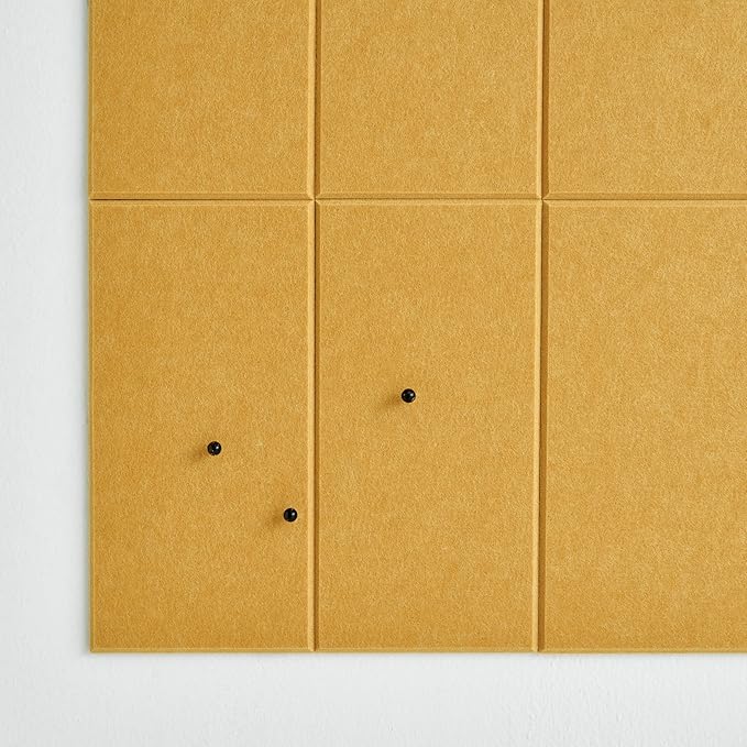 Large Bulletin Board 48x36- Office Wall Organizer to Replace Your Old Cork Boards for Walls for Office Decor - 24-Pack Felt Wall Tiles for Use in Home Office Decor as Photo Board (Mustard)