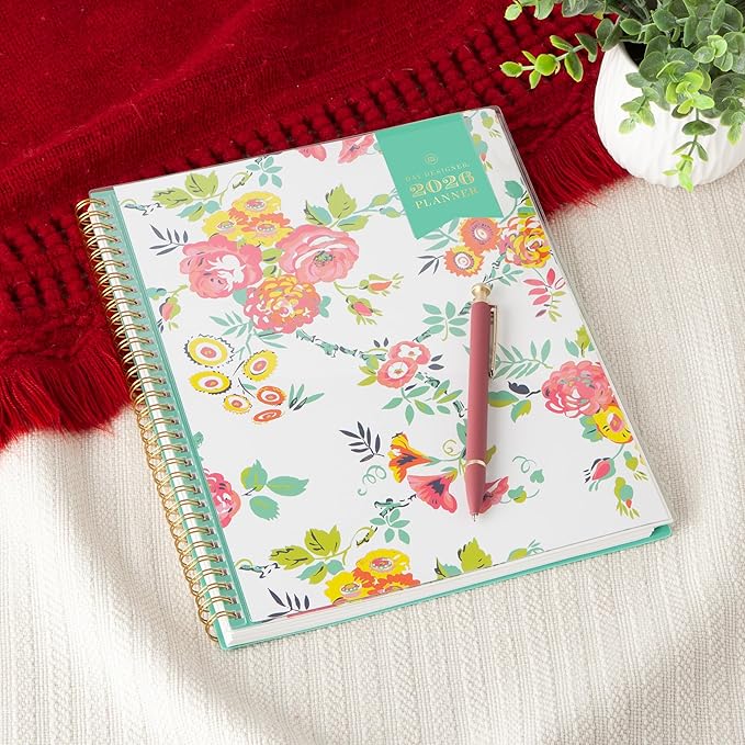 Blue Sky Day Designer 2026 Weekly and Monthly Planner Calendar, January 2026 - December 2026, 8.5" x 11", Clear Pocket Cover, Durable Twin Wire Binding, Includes Storage Pocket, Stickers, Peyton White