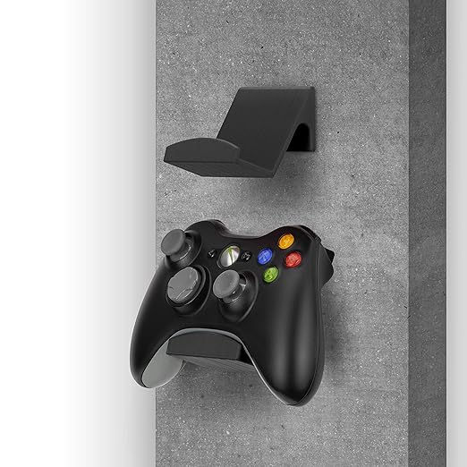 BRAINWAVZ Game Controller Holder Wall Mount Stand (4 Pack) For XBOX, PS5, SERIES X, ONE, PS4, PS3, SWITCH, NINTENDO, PC & MORE, Fits Latest & Retro Gamepads, Stick On, Easy To Install, UGC1