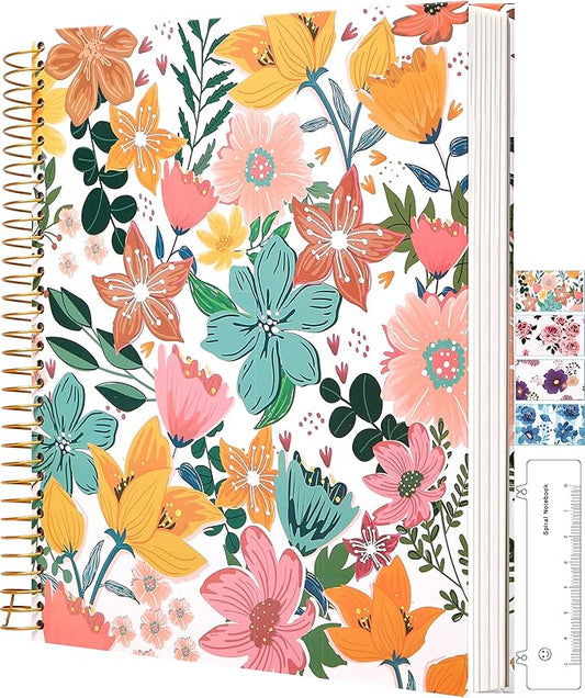 CAGIE Hardcover Spiral Notebook College Ruled Aesthetic Spiral Notebook Journal with Large Pockets Note Book for Note Taking Work Women Writing, 8.5 x 11