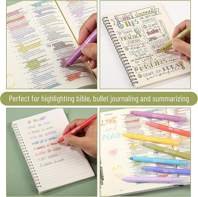 Mr. Pen- Gel Highlighters, 12 Pack, Morandi & Vintage Colors, Bible Highlighters for Bibles That Do Not Bleed