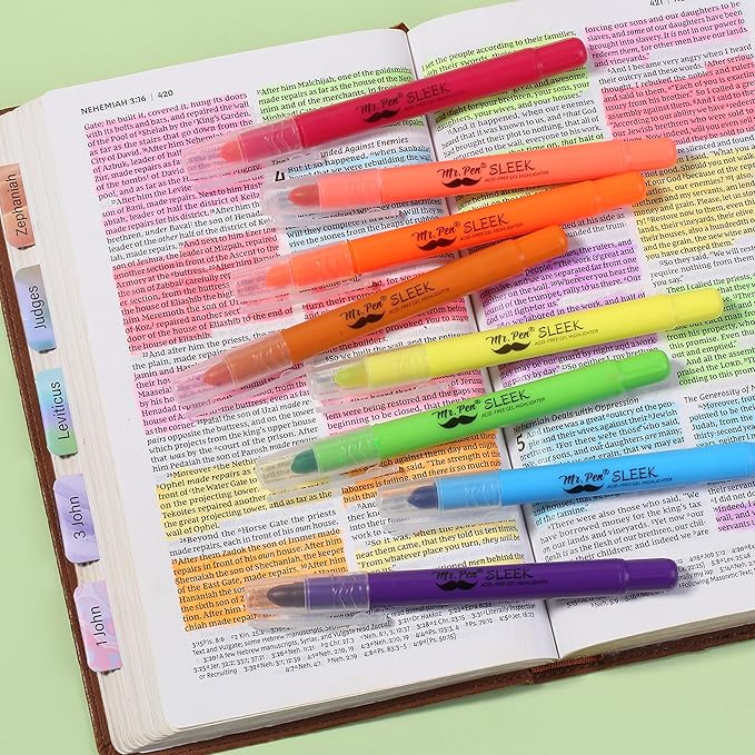 Mr. Pen No Bleed Gel Highlighter, Bible Highlighters, Assorted Colors, Pack of 16