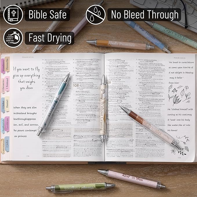 Mr. Pen Christian Pen Set, 10 Pack, Black Ink, Bible Verse Pens, Ballpoint Pens
