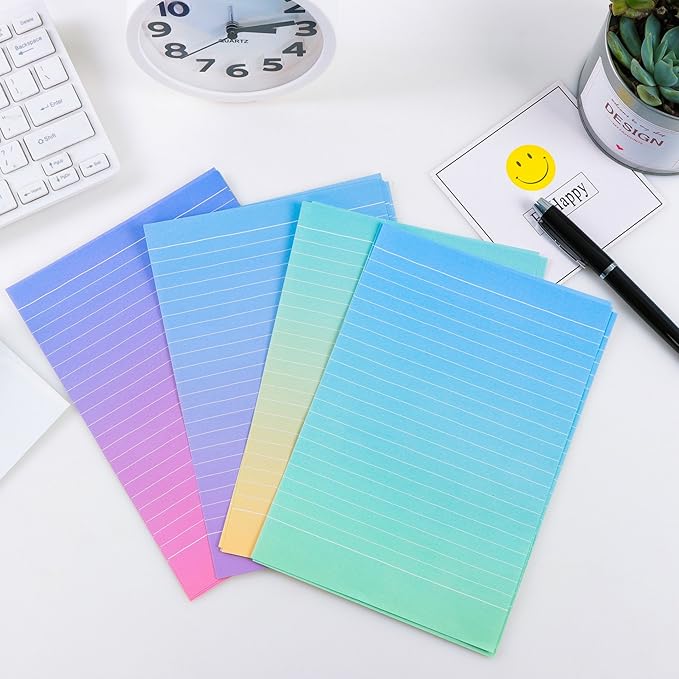 Stationery Paper and Envelope Set, 32 Stationery Paper for Writing Letters and 16 Matching Envelopes, Watercolor Writing Papers with Lines,4 Different Style(8.3x5.6)