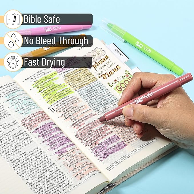 Mr. Pen- Gel Highlighters, 8 Pack, Assorted Colors, No Bleed Bible Markers