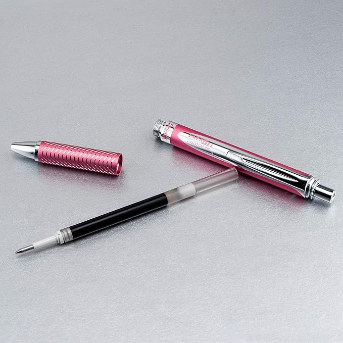 Pentel PINK BCA EnerGel Alloy RT Premium Liquid Gel Pen, (0.7mm), Medium Line, Pink Barrel, Black Ink, 1 Pack (BL407PBPA)