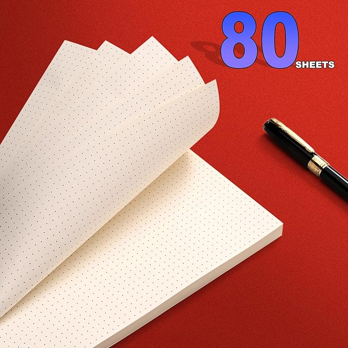 2 Packs A5 Dot Grid Paper, 6 Hole Punched,A5 Dotted Refill Paper for Planner/Binders/Organizer, 8.3x5.6 Inch,80 Sheets,Beige,100GSM