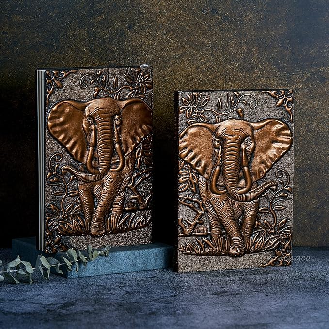 Elephant Journal,Leather Writing Journal Notebook ,A5 Lined Journal,200Pages,Personal Diary-Antique Handmade Embossed Daily Notepad Sketchbook,Travel Diary&Notebooks to Write in,Gift for Men&Women