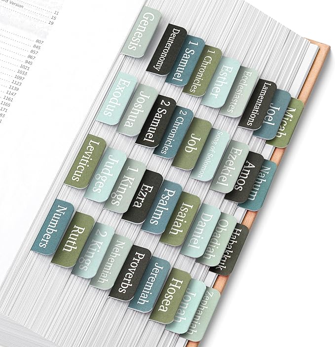 Mr. Pen- Bible Tabs, 75 Tabs, Frozen Lake Theme, Green Laminated Bible Tabs for Women and Men, Bible Tabs for Study Bible, Large Print Bible Index Tabs, Bible Book Tabs, Bible Labels Tabs