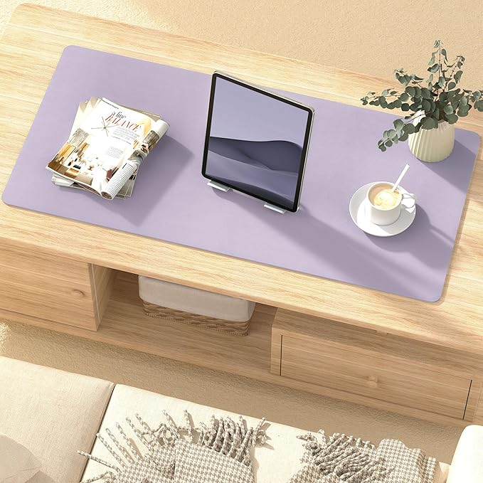 Leather Desk Pad Protector, Mouse Pad, Non-Slip Computer Mat for Desk, PU Leather Office Desk Mat for Home & Office, Waterproof Laptop Desk Blotter for Keyboard and Mouse, VioletTulip (15.7''X31.5'')