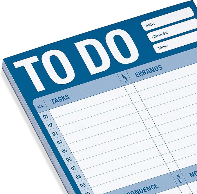 1-Count Knock Knock To Do Pad, To Do List Note Pad for Daily Tasks, Errands, Notes, 6 x 9-inches (Blue)