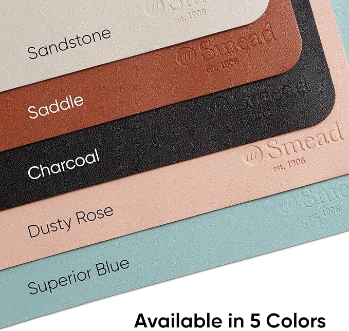 Smead Desk Pad, Vegan Leather Desk Mat with Non-Slip Faux Suede Backing, Perfect Desk Organizer for Office Decor, 23.6” x 13.7” Small, Dusty Rose (64839)