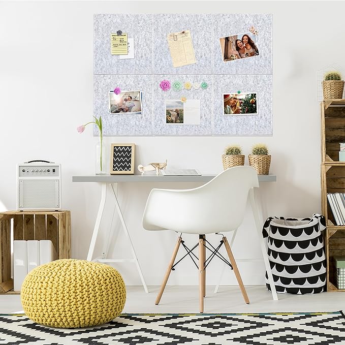 Large Cork Board for Walls, Yunihome 12 Pack 36" x 48" Felt Bulletin Board Wall Tiles for Home Kitchen School Office Wall Decor with Assorted Colors DIY Decorative Push Pins Sets
