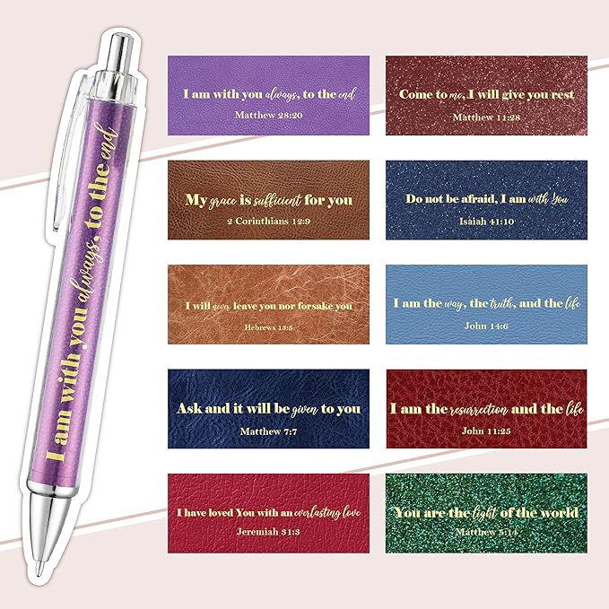 Mr. Pen- Christian Pen Set, 50 Pack, Black Ink, Earthen Hues, Bible Verse Pens Ballpoint Bulk