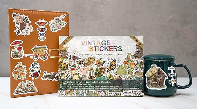 300 PCS Vintage Stickers, Aesthetic Waterproof Vinyl Stickers for Scrapbook Journaling Planners and Journals, Cottagecore Retro Sticker Pack for Water Bottles Laptop, Scrapbooking Supplies for Adults
