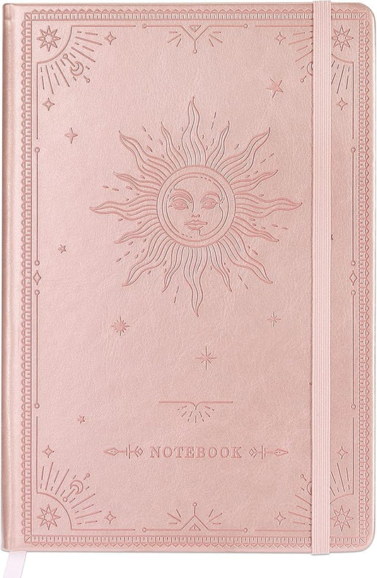 Artfan Ruled Notebook/Journal – Premium Thick Paper Faux Leather Classic Writing Notebook with Pocket + Page Dividers Gifts, Banded, Large, 144 Pages, Hard Cover, Lined (5.8 x 8.4) - The Sun