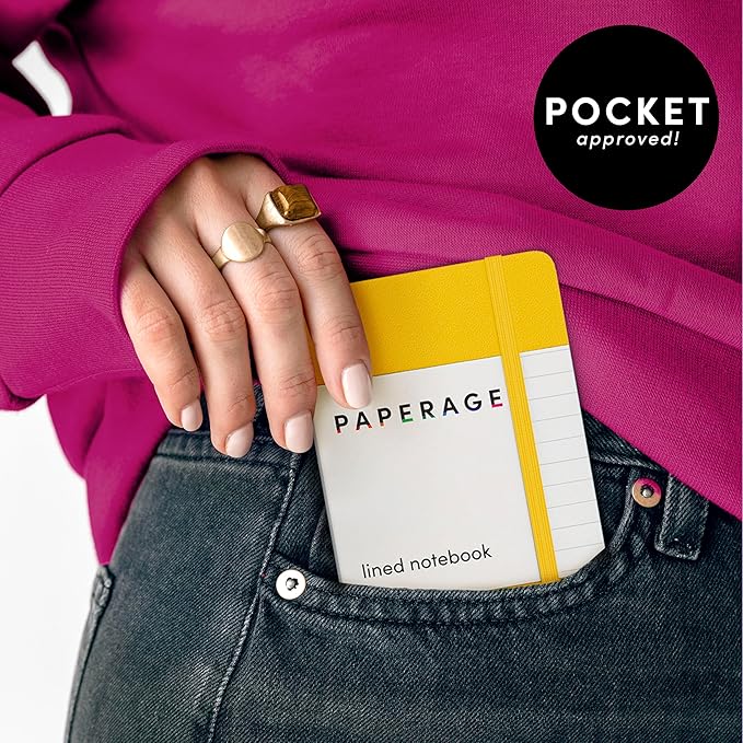 PAPERAGE Lined Pocket Journal Notebook, 2 Pack, (Sage Green), 160 Pages, Small Notebook, 3.6 inches x 5.6 inches - 100 GSM Thick Paper, Hardcover