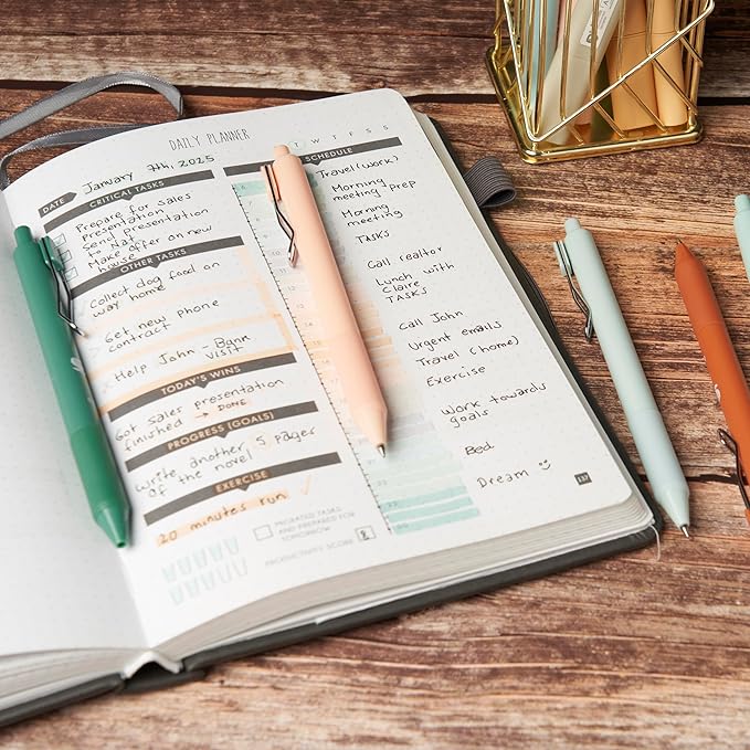 BLIEVE - Colored Gel Pens With Cool Matte Finish, Aesthetic and Cute Pens With Smooth Writing For Journaling And Bible Note Taking No Bleed Through, Cute School Supplies 8 Pack (Black Ink)