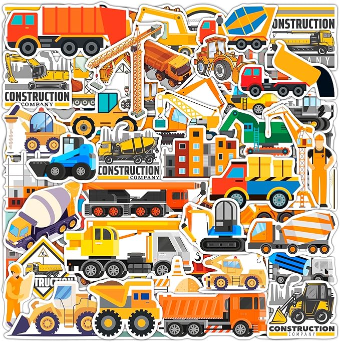 BulbaCraft 100 Pcs Construction Stickers - Construction Birthday Party Supplies, Gifts for Women & Men