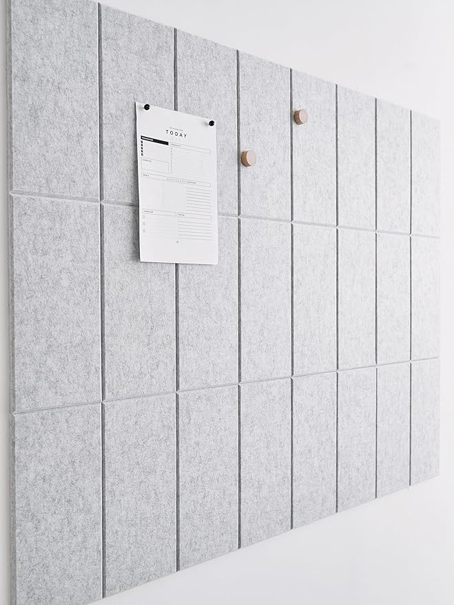 Large Bulletin Board 48x36- Office Wall Organizer to Replace Your Old Cork Boards for Walls for Office Decor -24-Pack Felt Wall Tiles for Home Office Decor as Photo Board (Marble)