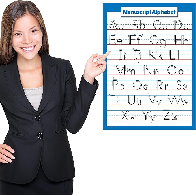 Palace Learning ABC Alphabet - Cursive Chart & Manuscript Poster - Laminated 2 Poster Set (Laminated 18" x 24")