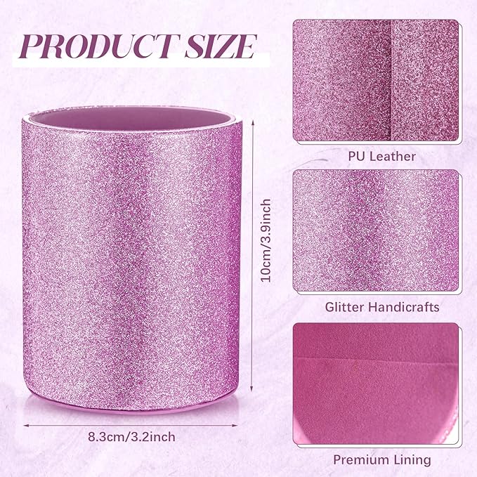 Sabary 8 Pcs Ballpoint Pens with Pen Holder for Desk Glitter Crystal Diamond Fancy Pencil Holder Bling Desk Organizer Cute Stationery Supplies for Women Girls Wedding Office School Gifts(Violet)