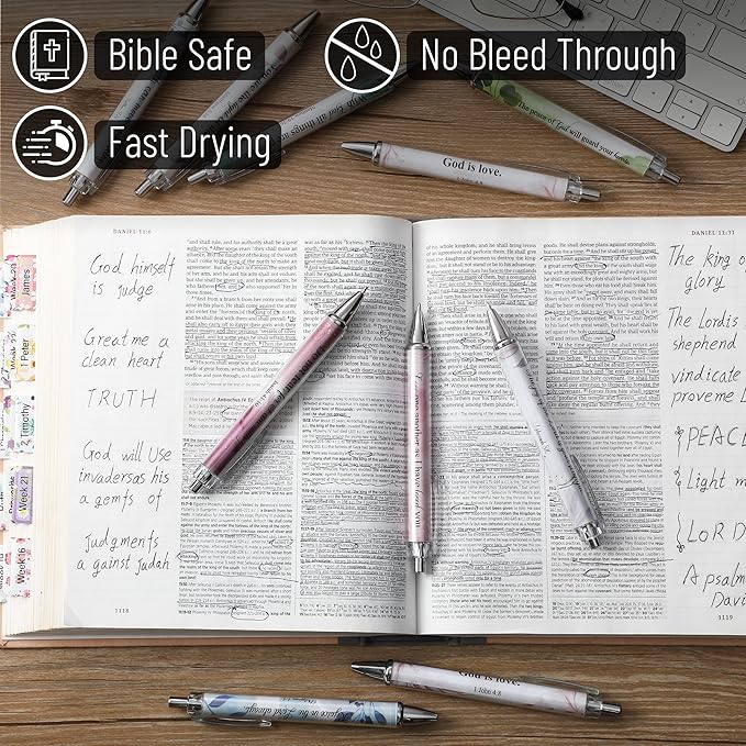 Mr. Pen- Christian Pen Set, 50 Pack, Floral, Black Ink, Bible Verse Pens Bulk, for Women Men