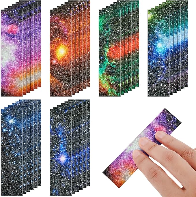 36 Pcs Anxiety Sensory Stickers Strips Adhesive Textured Mental Health Calm Stickers Mindfulness Fidget Decals Stress Anxiety Relief Items for Therapy Office Desk(Galaxy Style)