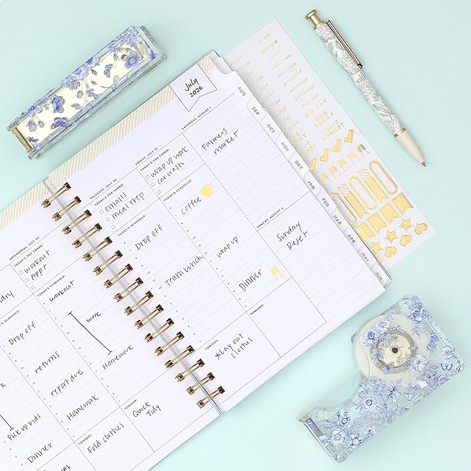 Blue Sky Day Designer 2026-2027 Weekly and Monthly Academic Year Planner Calendar, July 2026 - June 2027, 5.875" x 8.625", Flexible Cover, Laminated Tabs, Storage Pocket, Includes Stickers and 30 Extra Sheets of Notes, Climbing Floral Mint
