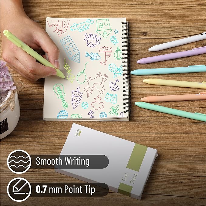 Mr. Pen- Retractable Gel Pens, 8 Pack, Color Ink Gel Pens Fine Point, Macaron Pastel Colors, 0.7mm Gel Pens Fine Point, Retractable Pens, Cute Pens, Aesthetic Pens for Journaling Fine Tip Pens