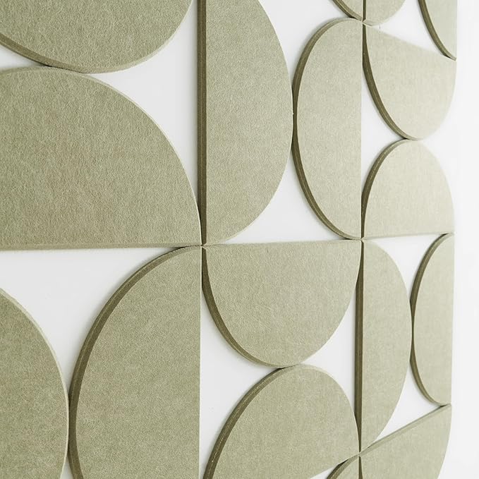 Large Bulletin Board Kit 48x36- Minimalist Wall Art to Replace Your Old Cork Boards for Walls for Office Decor - 24-Pack Semi-Circle Felt Wall Tiles for Home Office Décor (Sage)