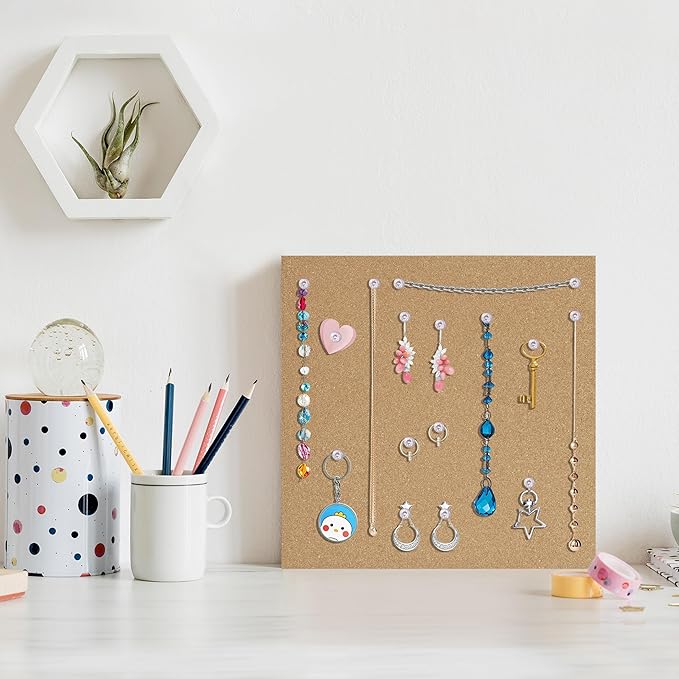 Cork Board Bulletin Board 12x12,1/2" Thick Cork Board Tiles 12 Pack, Self-Adhesive Small Square Pin Board for Walls, Corkboards for Office Home School Message/Vision Board Decoration.